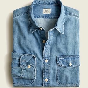 J crew midweight denim workshirt light wash blue Xl
